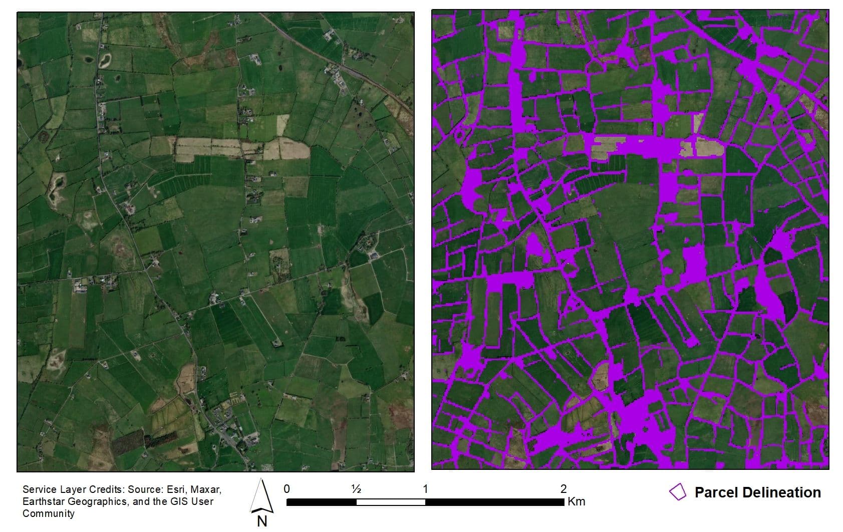 Output of the parcel delineation workflow