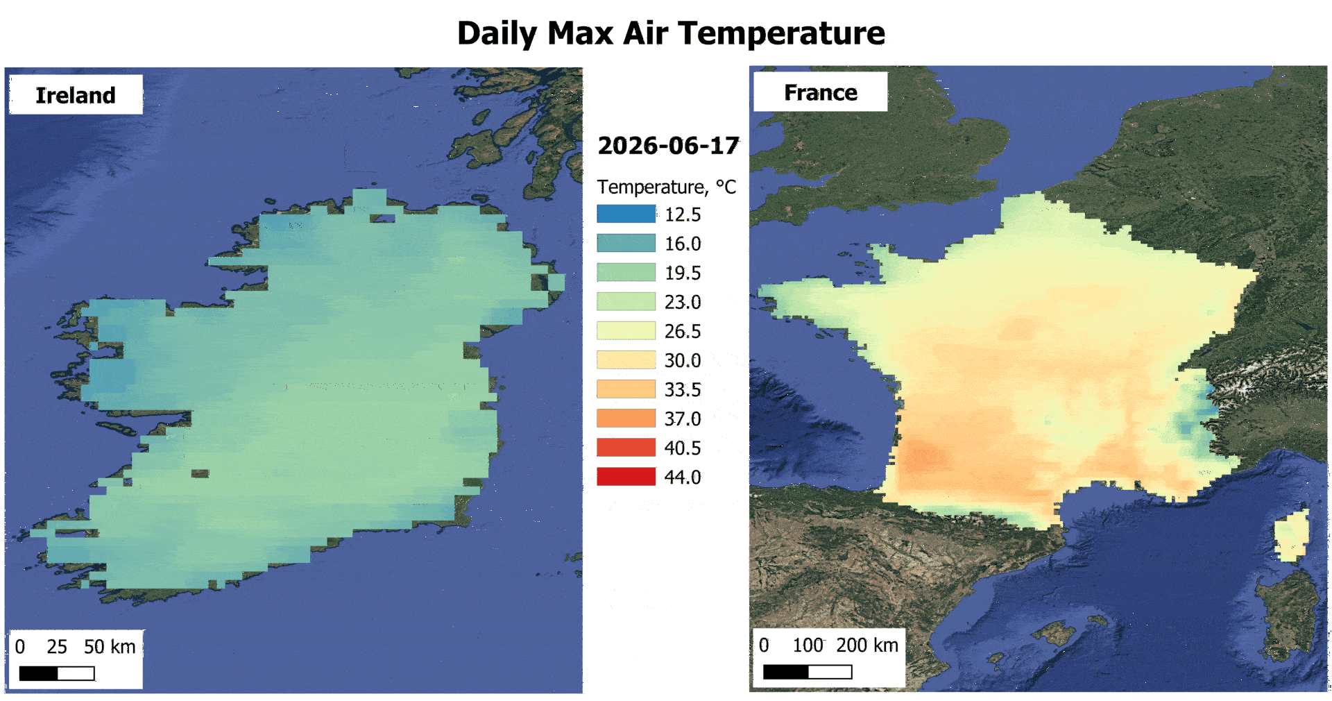 Ireland vs France Temperature Differences