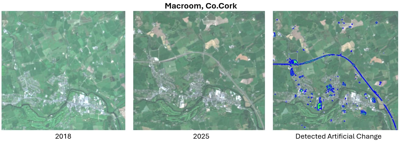Macroom, Co. Cork Artificial Surface change 2017-2025