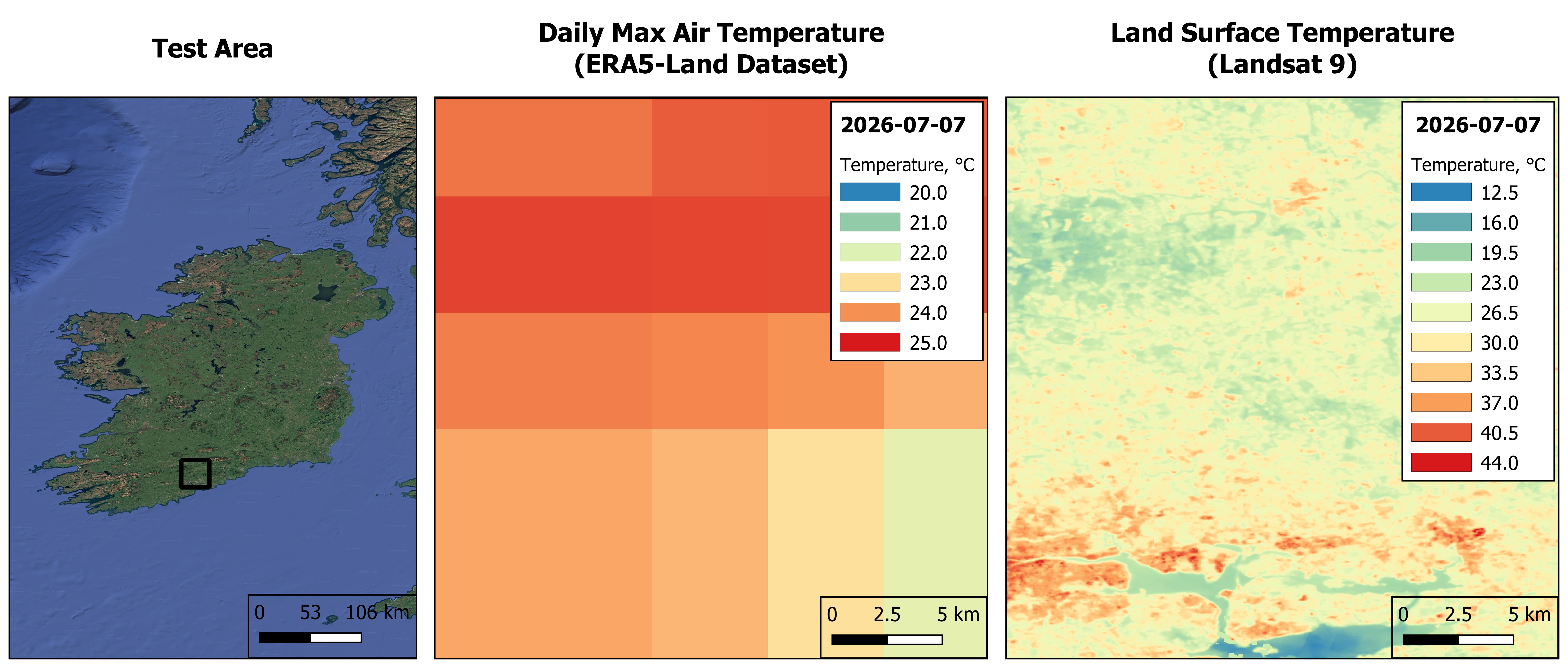 Maximum air temperature compared to ground temperature