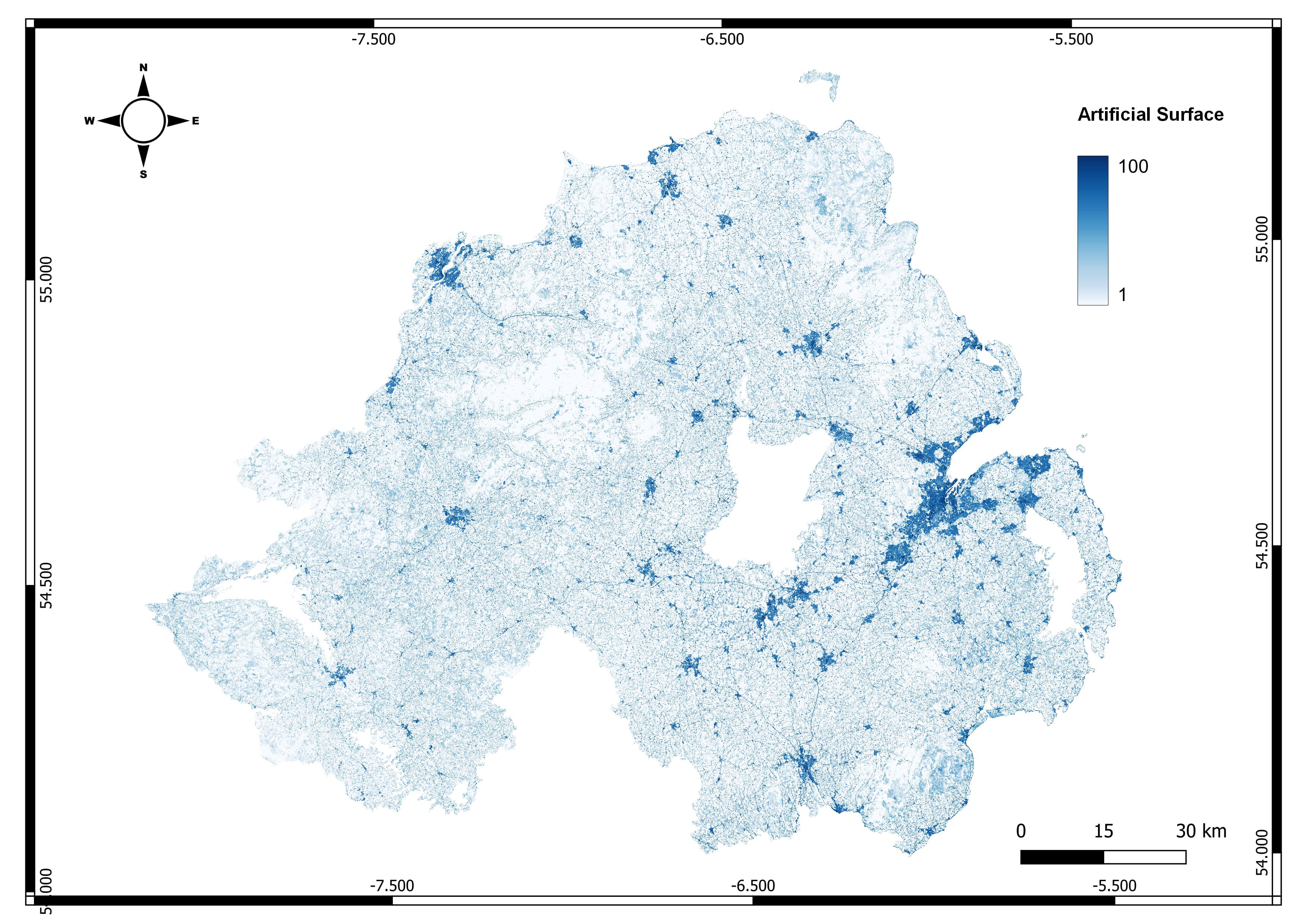 Map of Artificial Surfaces Northern Ireland 2022