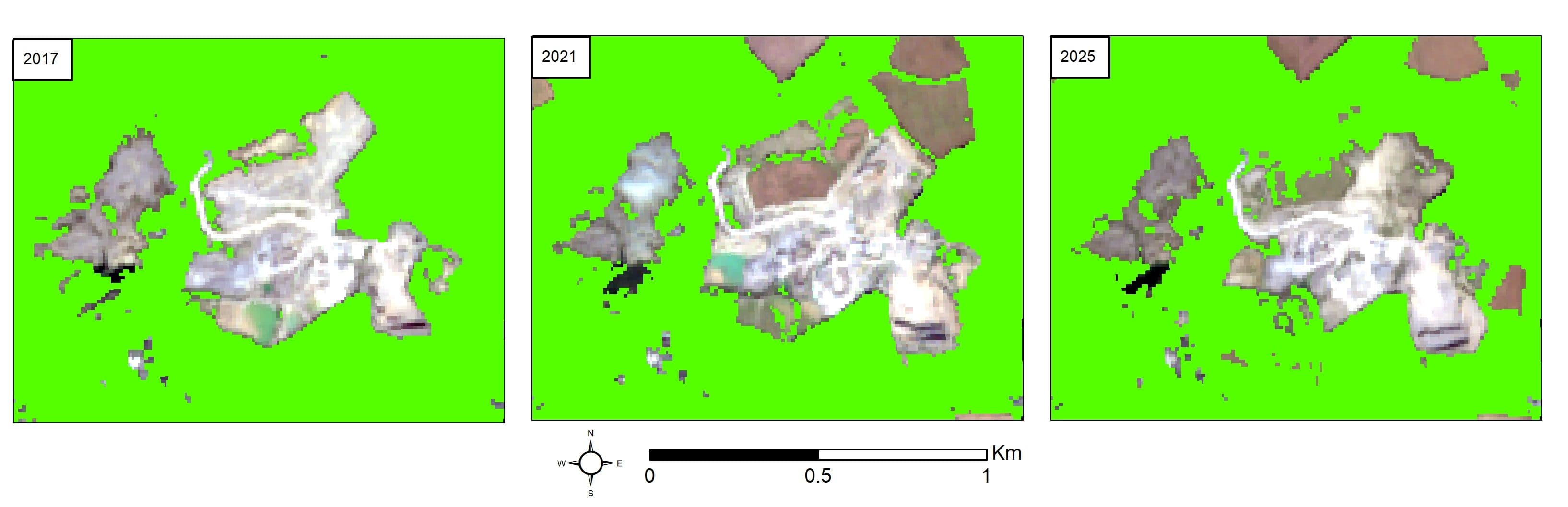 Sentinel-" NDVI imagery of a quarry
